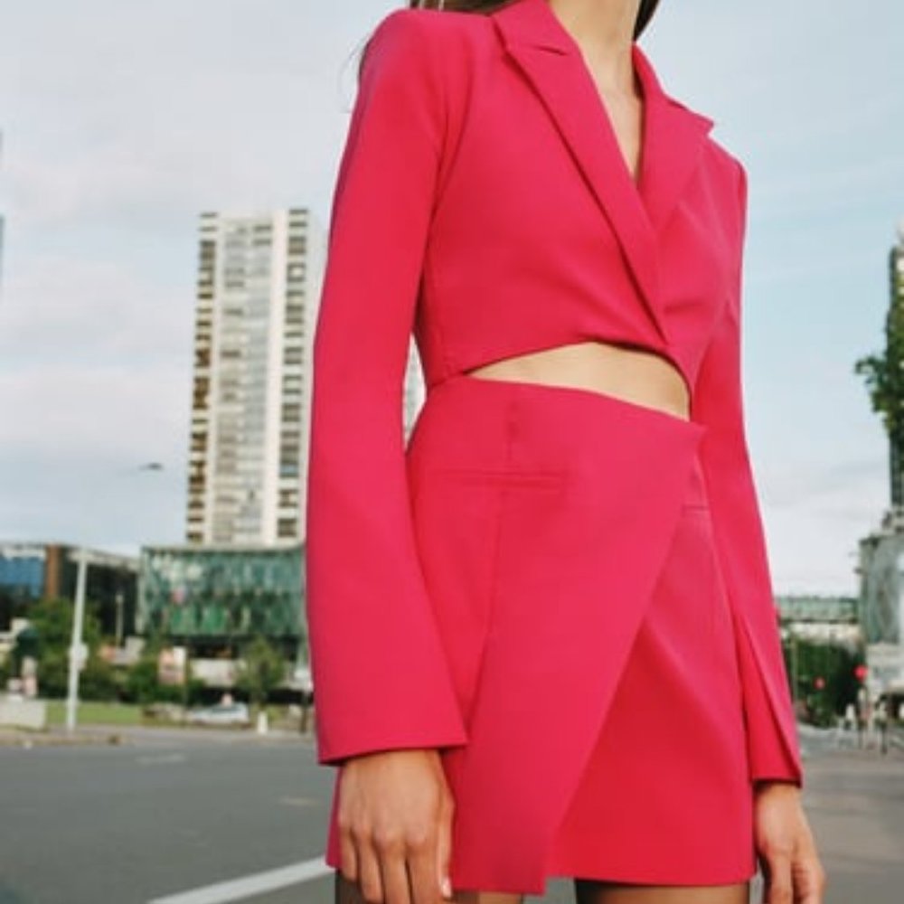 ZARA CUT OUT BLAZER DRESS  RASPBERRY